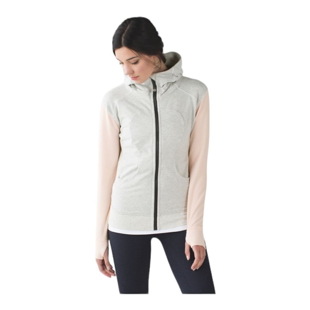 Lululemon On The Daily Heather Gray Blush Pink Full Zip Hoodie Sweater US 6
